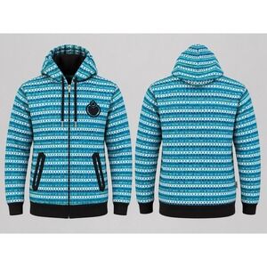 Vintage Nomis Hoodie Mens LARGE White Yellow Blue OG GEOMENTRIC  Snowboard Wear